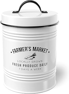 Amici Home Farmers Market Metal Canister | Dry Food Storage Container | Airtight Lid | 76 Ounce Capacity | Farmhouse Décor | Metal Canister for Kitchen Countertop