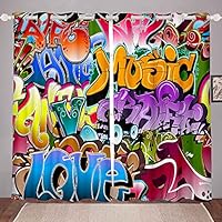 Tbrand - Cortina de Estilo Hippie Graffiti para Dormitorio,
