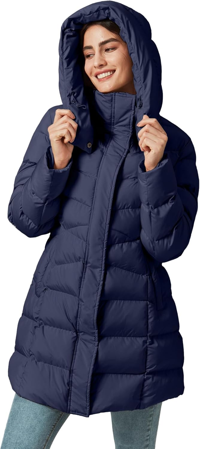 Women's Winter Warm Long Puffer Jacket Detachable Hood Quilted Thicken Coats - Image 4