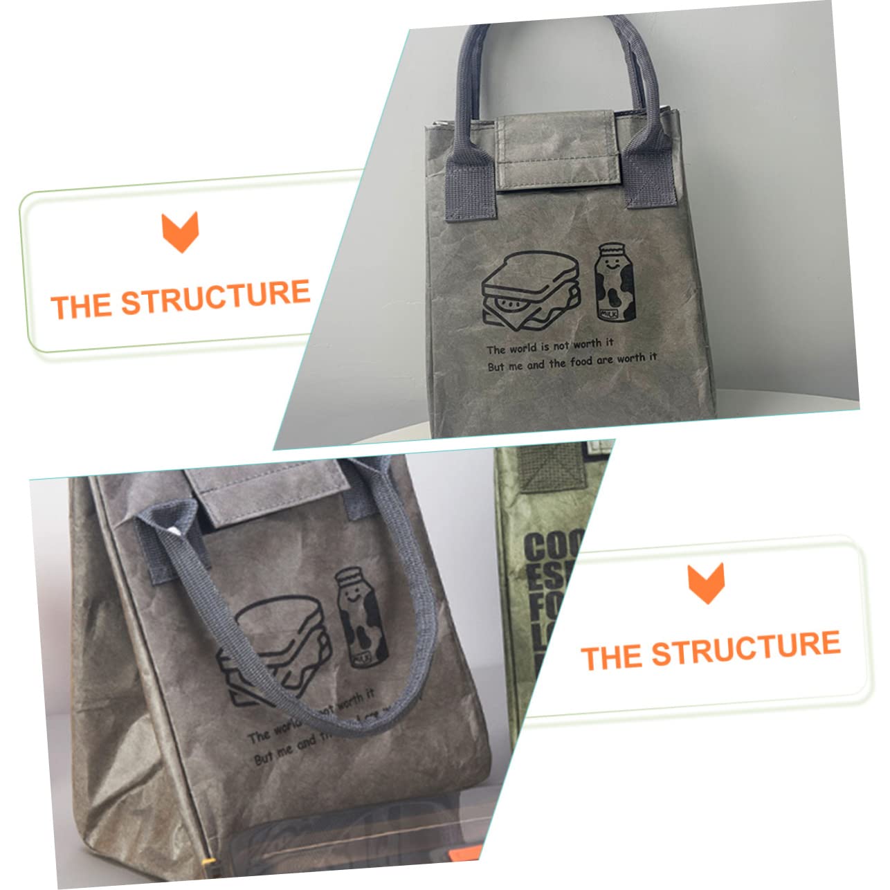 Ciieeo 3piezas Bolsa Térmica Para Almuerzo Pouch De Transporte De Comida Capacidad y Aislante Bento y Diseño Portátil y Interior y Exterior