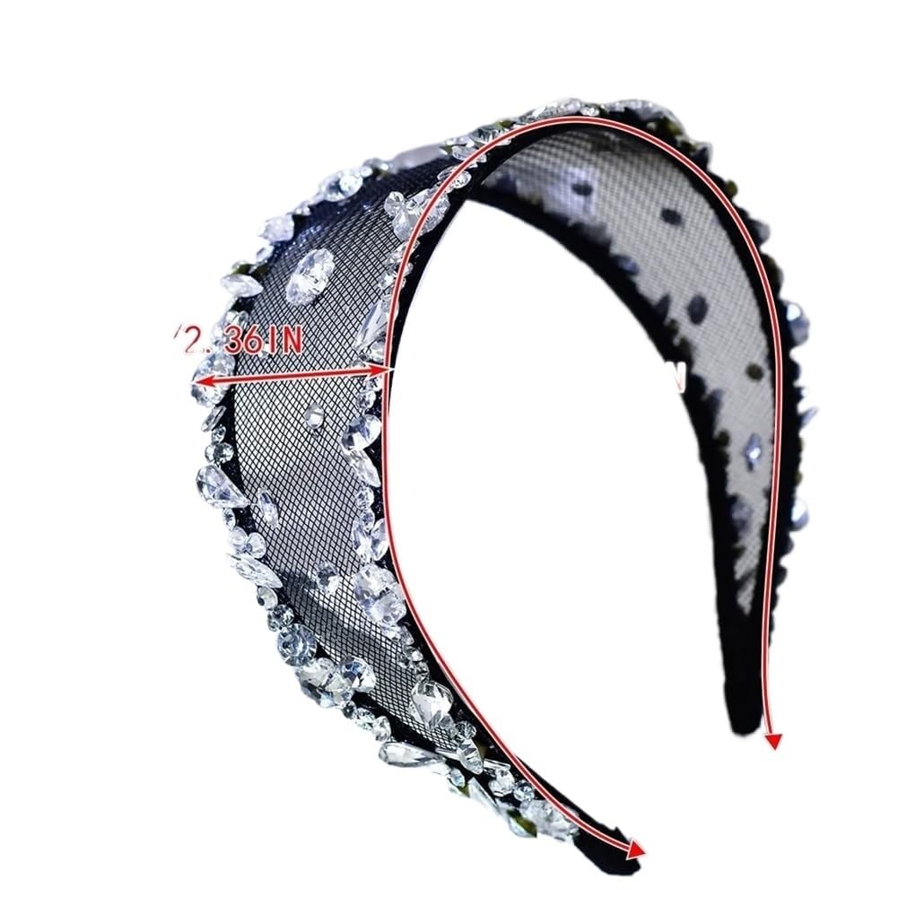Fascia Decorativa per Capelli Femminile di Alto li Cerchietto for Capelli con Strass, a Tesa Larga, in Stile Barocco, for Feste di Nozze, for Donne GL45