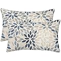 Dahlia Pillow Covers 12x20 Inch Set of 2 Summer Rust Geometric Flower Outdoor Decorative Throw Pillows Farmhouse Navy Blue Pillow Case Linen Lumbar Cushion Cover for Home Sofa Bedroom Living Room