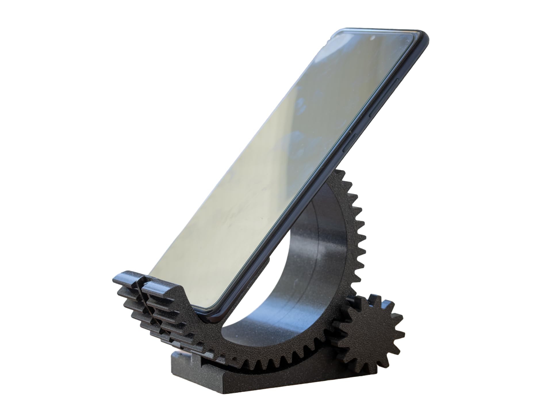 Plastic Gear Phone Stand, Black, Industrial Design, Desk Holder for Smartphones-image-34