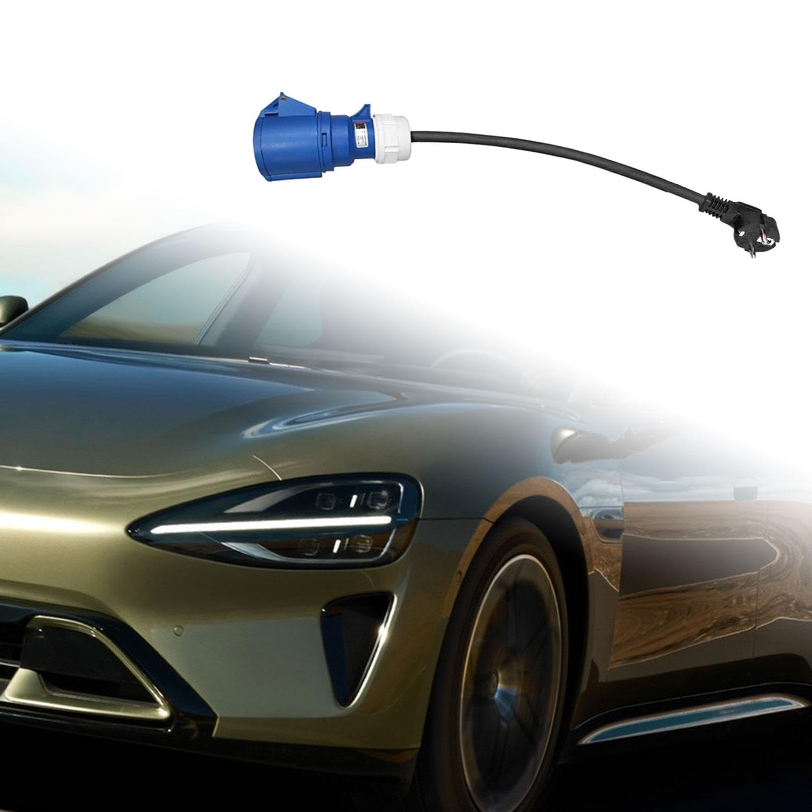 EV portador portátil enchufe a cee blue cee hembra enchufe 32a longitud 50 cm EV Carging Cable Cable Converter Black Male 16A 16A