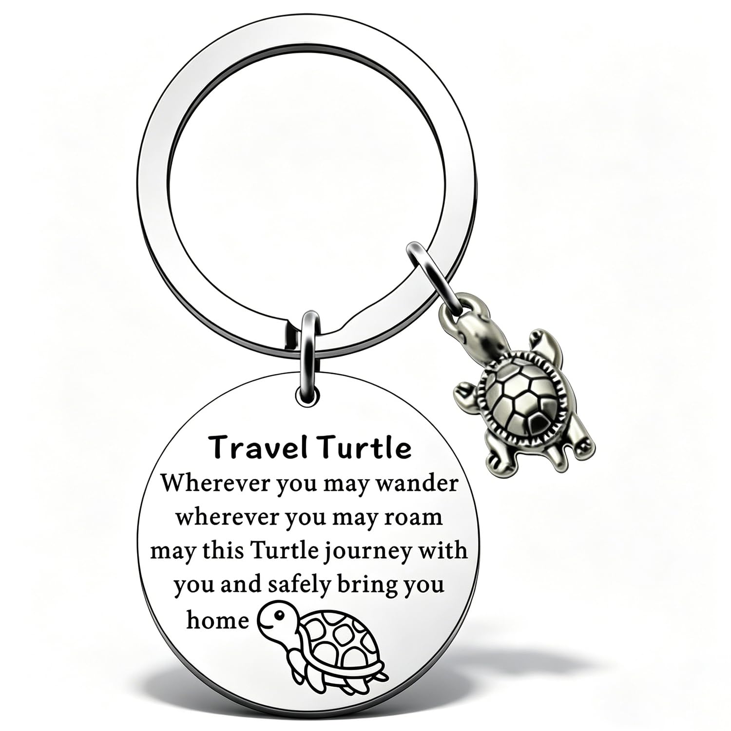 RcialrH Tortoise Keychain Stainless Steel Travel Turtle Keyring Unique Turtle Lover Gifts Cute Good Luck Charm Gift Travel Gifts for Women Men Family Friends Graduation