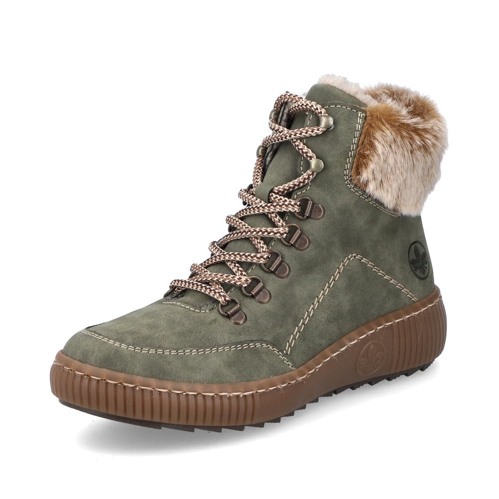 Rieker Damen Schnürstiefeletten Z6636, Frauen Stiefeletten, lose Einlage,Kurzstiefel,uebergangsschuhe,uebergangsstiefel,warm,grün (54),41 EU / 7.5 UK