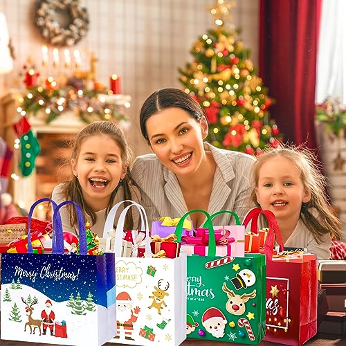 IPQXE 34 Pack Christmas Gift Bags Assorted Sizes- Reusable Tote Bags Non-Woven, Xmas Shopping Bags with Handles, for Christmas Treat Bags, Gifts Wrapping, Xmas Party Supplies 16 Large 18 Small - image 7