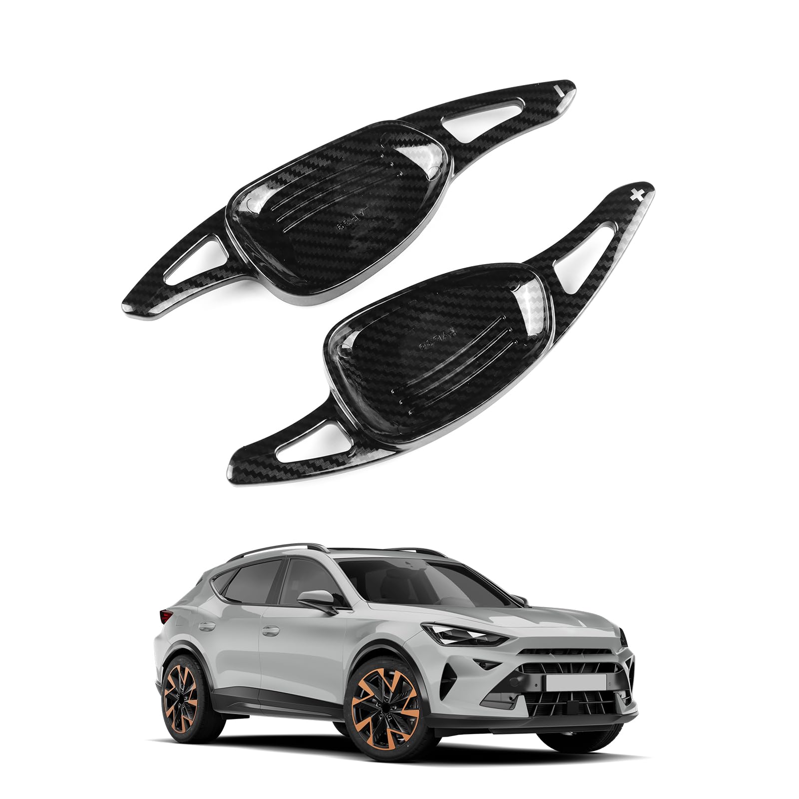 KUNGKIC Extensión de balancín de volante ABS para Seat Cupra Leon Ateca Formentor 2021 2022 2023 2024 2025 (patrón negro de fibra de carbono)