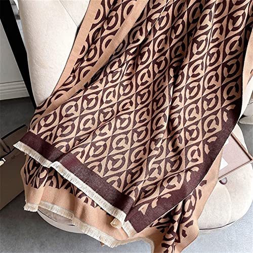 DDNGEJ Bufanda de imitación de Cachemira Decorativa para Invierno, Chal Grueso y cálido con Estampado geométrico Irregular, Chal de Moda para Mujer, 180 x 65 cm