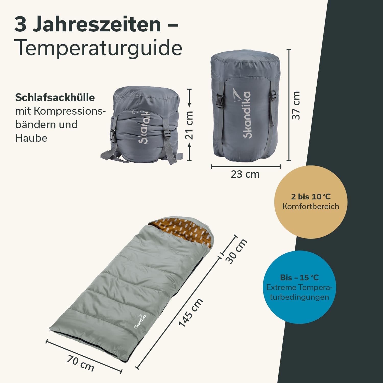 Skandika Dundee Junior śpiwór dla dzieci, flanelowa wyściółka wewnętrzna z bawełny, przytulnie miękka, wodoodporna, zakres komfortu do 10°C, 175 x 70 cm