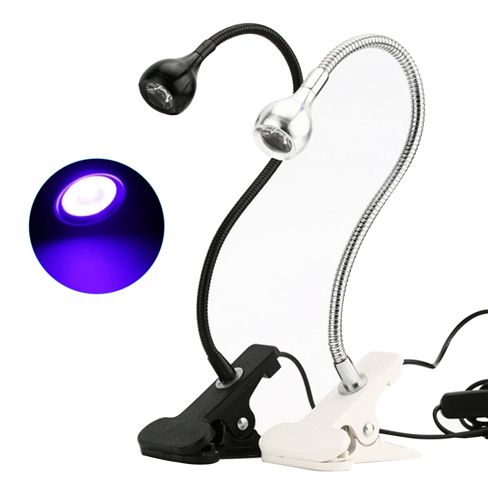 3W 395NM Lampada per polimerizzazione con colla per unghie LED portatili Lampada da scrivania a collo d'oca Lampada a raggi ultravioletti per polimerizzazione della colla per unghie
