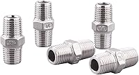 Vista 14 de Pezón hexagonal macho de 1/8 pulgadas NPT – Acero inoxidable 304 roscado para kit de preparación, aplicación de tubería casera (paquete de 5)