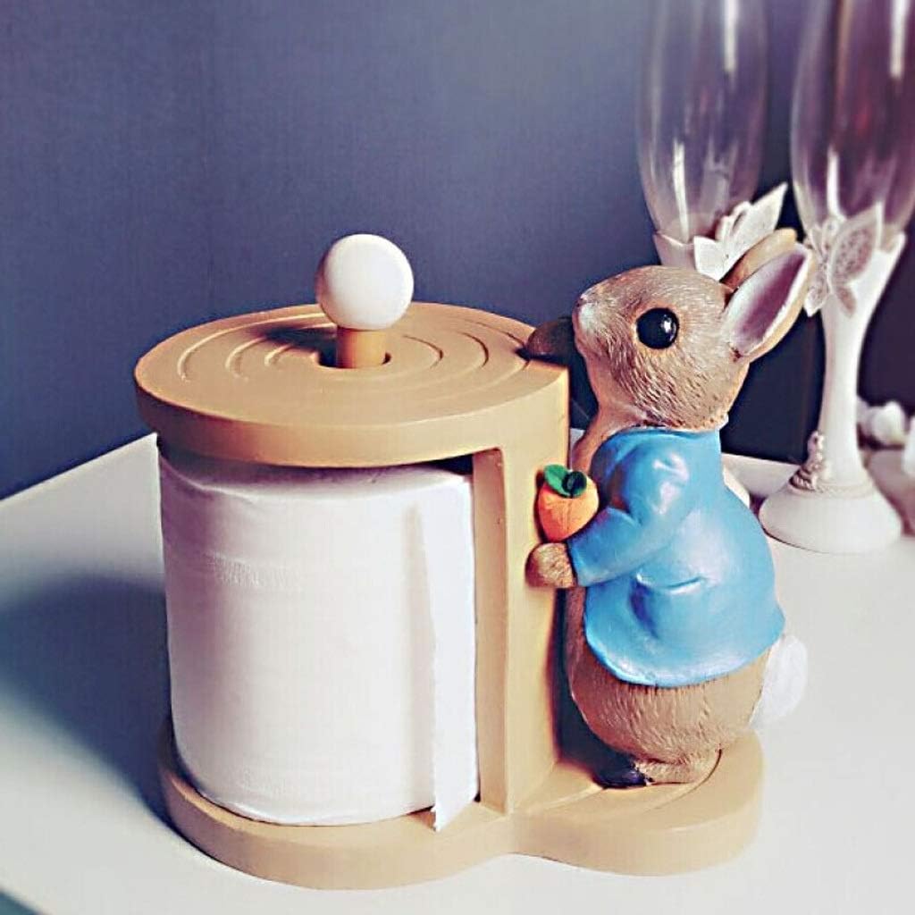 Free Standing Toilet Paper Holder Desktop Vertical Paper Towel Holder Cute Rabbit Roll Paper Towel Holder Handmade (Rod Height 11cm) Toilet Paper Holders