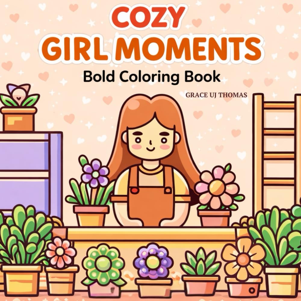 Cozy Girl Moments Bold Coloring Book: Cute Cozy Scenes, Bold & Easy Designs for Relaxation and Stress Relief