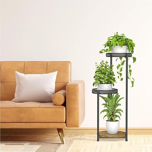 Miniatura 6 de DONGXIAO Estante escalonado, soporte de planta de metal de 3 niveles, soporte para macetas de almacenamiento escalonadas para interiores y