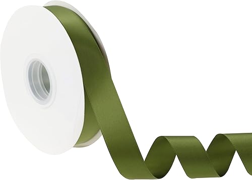 Cinta de satén de 78 pulgadas x 50 yardas, cinta de musgo para envolver regalos, cinta de satén verde oliva de doble cara para manualidades, boda,