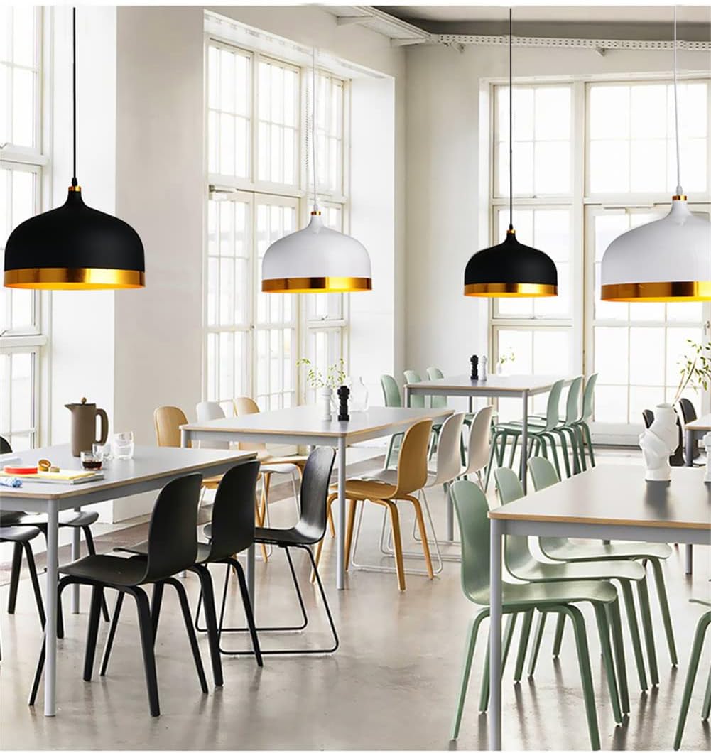 Black & Gold Kitchen Pendant Light, Matte Black Adjustable 1 Light Mini Chandeliers Mid Century Modern Ceiling Hanging Light Fixture for Dining Room Entryway Restaurant Cafe Bar Barber Shop