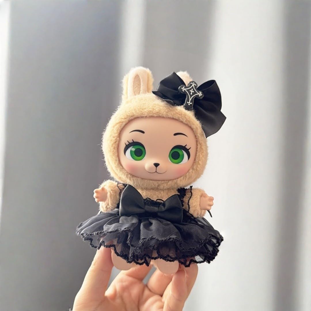 Jrelecs Evening Dresses Clothes for Labubu 17cm/6.7Inches Doll,2 Piece Set Bow Clothing Accessories,Boys and Girls Stylish Adorable Dolls Clothes