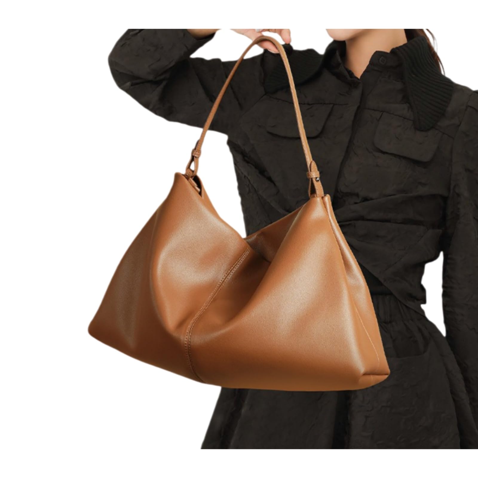 Beauty Case Borsa in Cuoio Genuina della Donna, A Spalla di Grande capacità, Elegante Lavoro E Viaggio