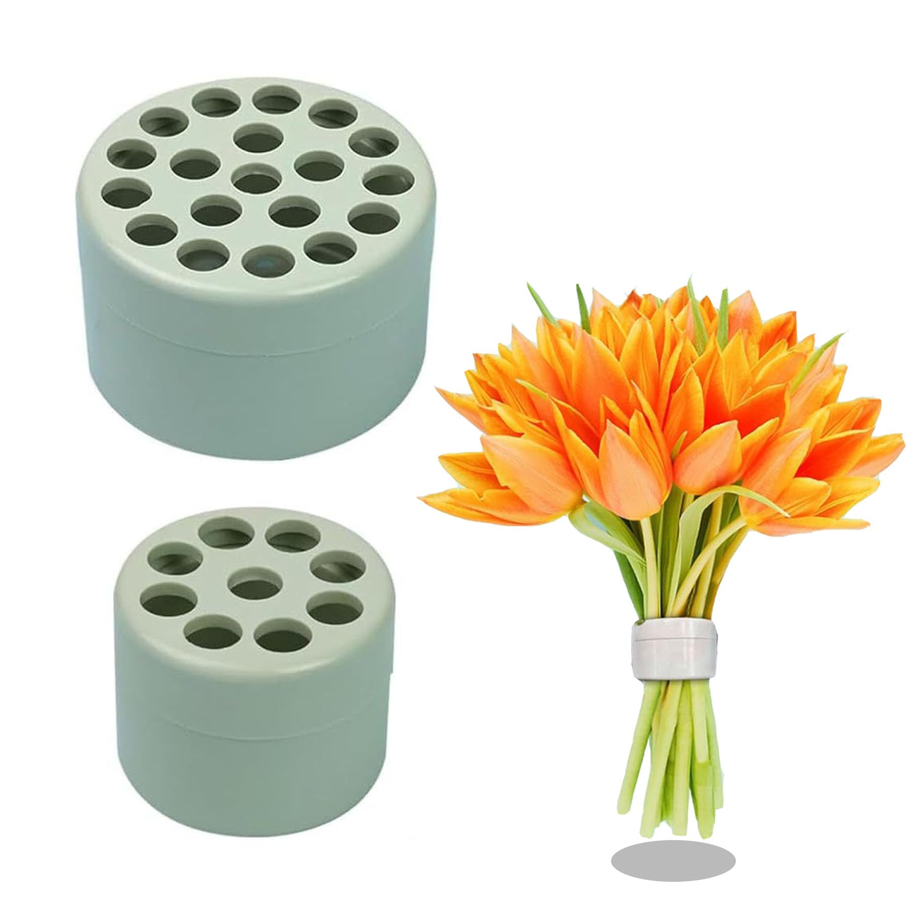 BAIYSFFG 2PCS Spiral Ikebana Stem Holder,Transparent Spiral Stem Holder for Flowers,Reusable Hanataba Bouquet Twisters For Vases,Ikebana Stem Holder For Wedding Decoration (Green S-L)