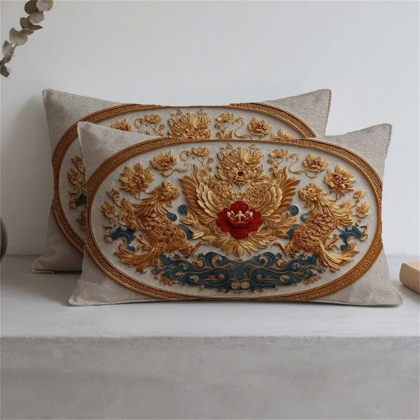 Housse de coussin extérieure imperméable et dorée pour déco d'automne - 3