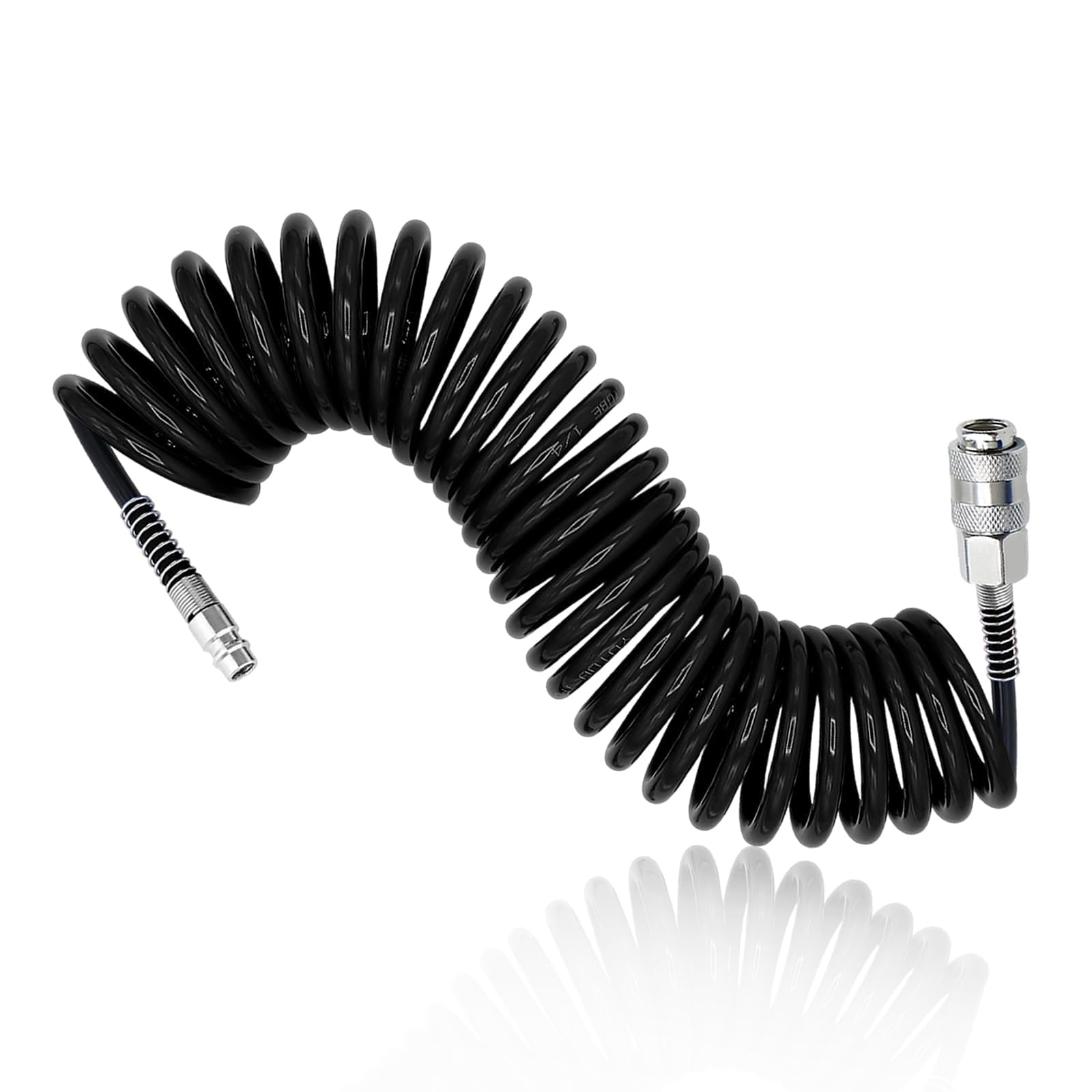 TIANLIN 6M PU Air Compressor Hose Black, with 1/4" Quick Connect Fittings, Coiled Air Line Hose 5mm x 8mm (Max Pressure 10 Bar) for Compressor โ image 1