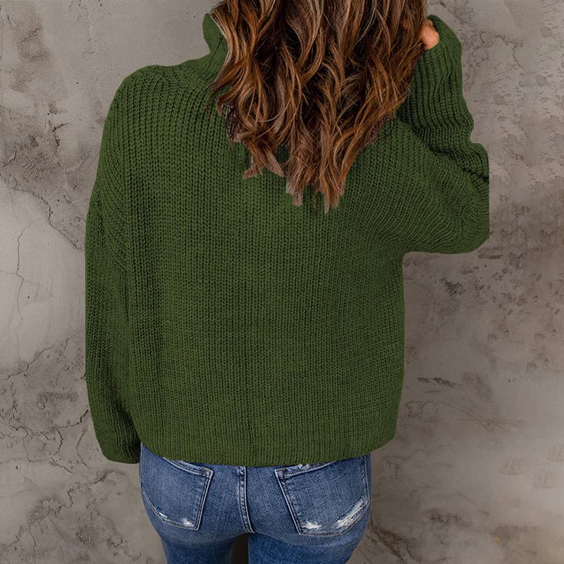 Womens Quarter Zip Sweaters High Neck Ribbed Knit Tops Off Shoulder Long Sleeve Fall Casual Oversized Pullover Tops2