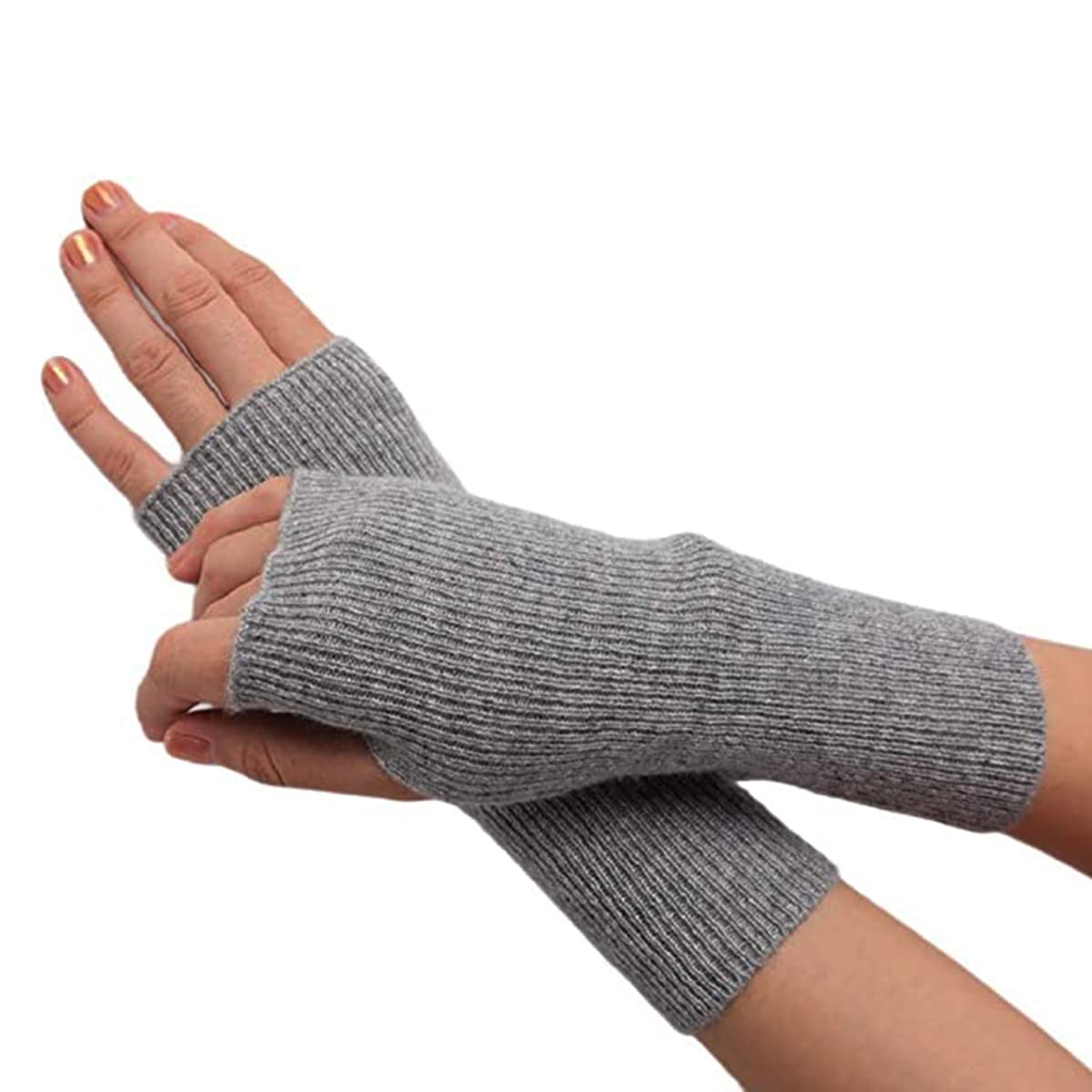 Amazon.co.jp: 100％カシミヤのニットフィンガーレスグローブ、暖かい