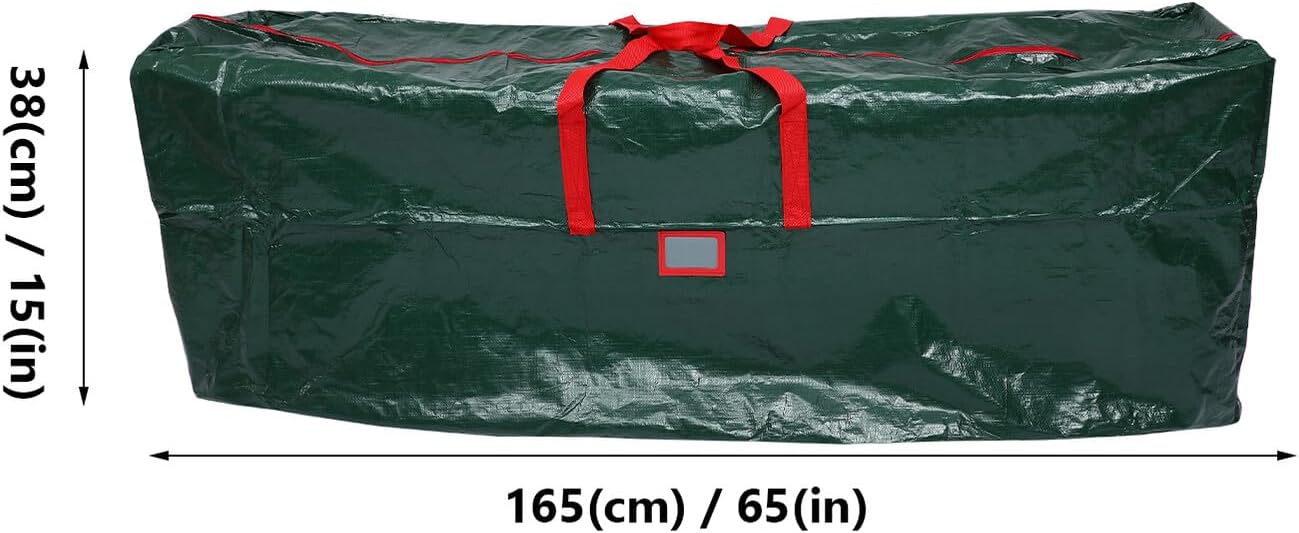 Zerodeko Christmas Tree Storage Bag Zippered Dustproof Pouch 165cm×38cm×76cm Green Heavy-duty Protective Cover for Artificial Tree Holiday Storage