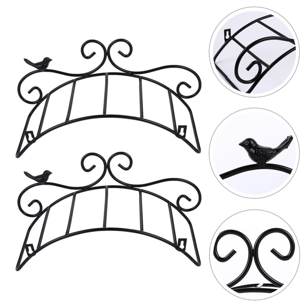 SHINEOFI 2 Pièces Support de Rangement pour Tuyau D'arrosage, Support pour Tuyau D'arrosage Mural en Fer Noir, Style Antique Élégant, pour Jardin et Intérieur, Gain de Place, Résistant