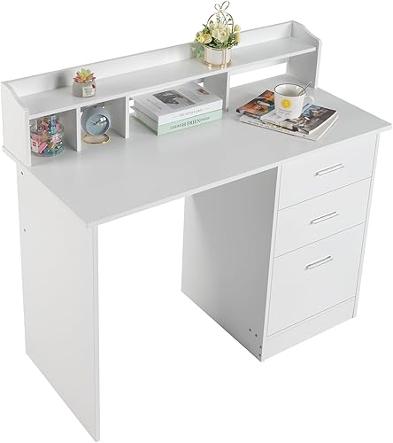 Miniatura 7 de Escritorio de oficina en casa - Escritorio para computadora con cajones - Escritorio ejecutivo con estantes - Escritorio de lectura y escritura -