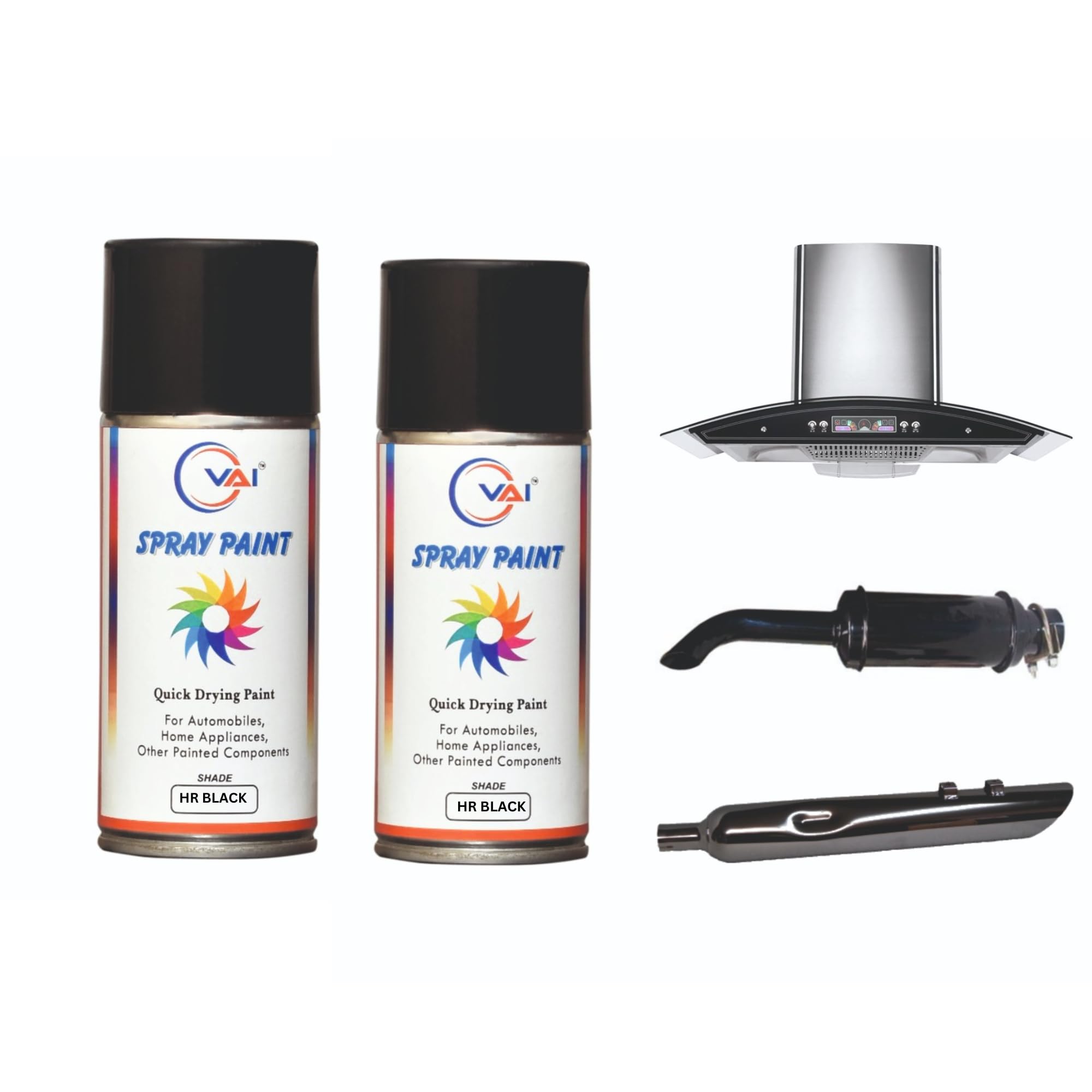 VAI Heat Resistant Spray Paint Can MATT BLACK -225 ml (upto 600°C)-Pack of 2 Pcs, For High Heat Surface Like silencer, boiler,chimneys-image-34