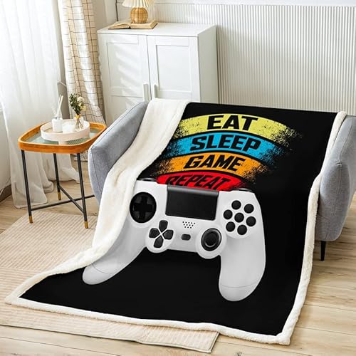 Game Fleece Throw Blanket Boys Gamer Gaming Sherpa Blanket for Couch Bed Sofa Game Room Decor Gaming Plush Blanket Soft and Lightweight Kids Teens Games Console Fuzzy BlanketThrow 50"x60"