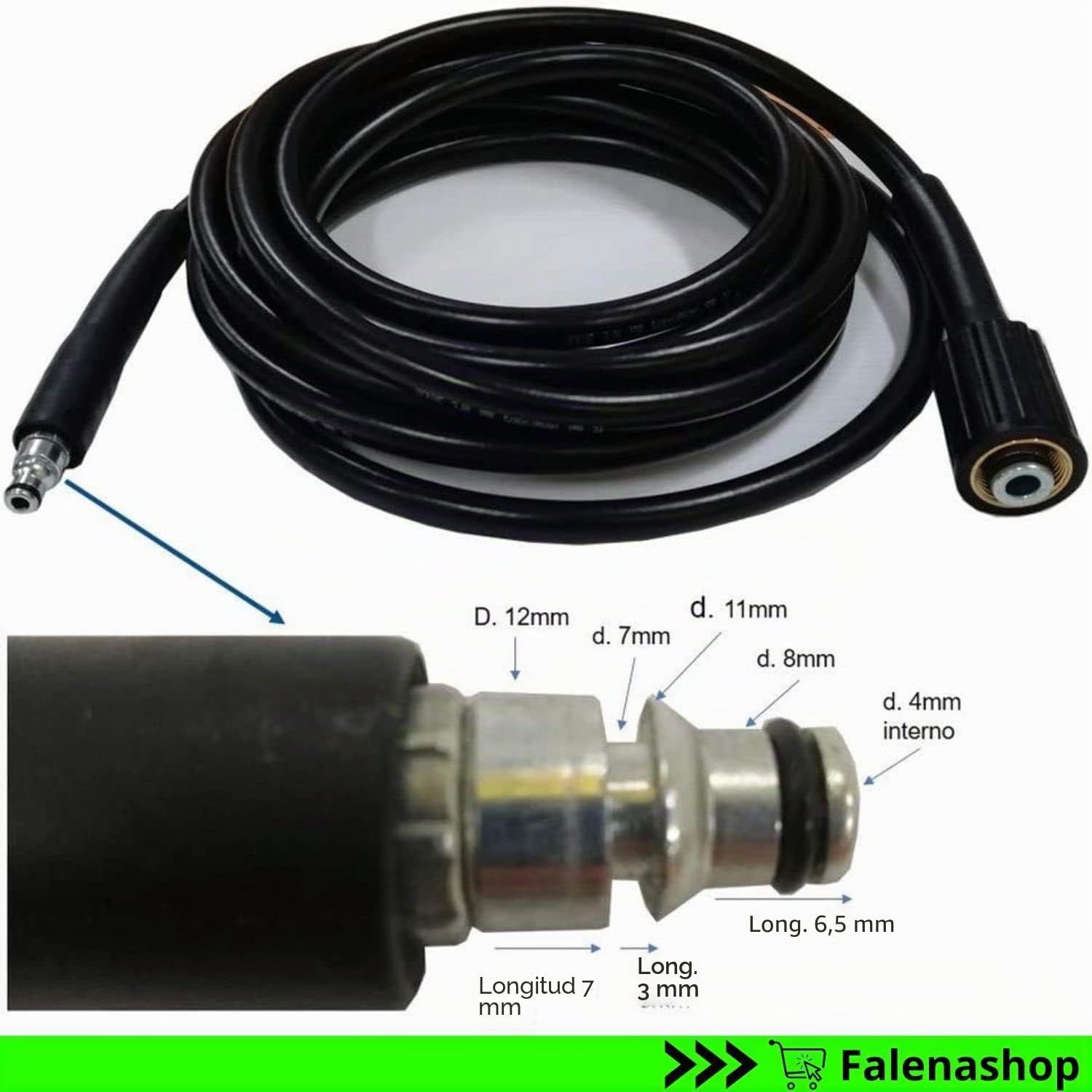 Parpyon® - Manguera hidrolimpiadora Annovi Reverberi - Black Decker - Stanley Tubos, alargador, sonda accesorios para hidrolimpiadoras de agua fría Max 160 Bar + paño Parpy (AR290)