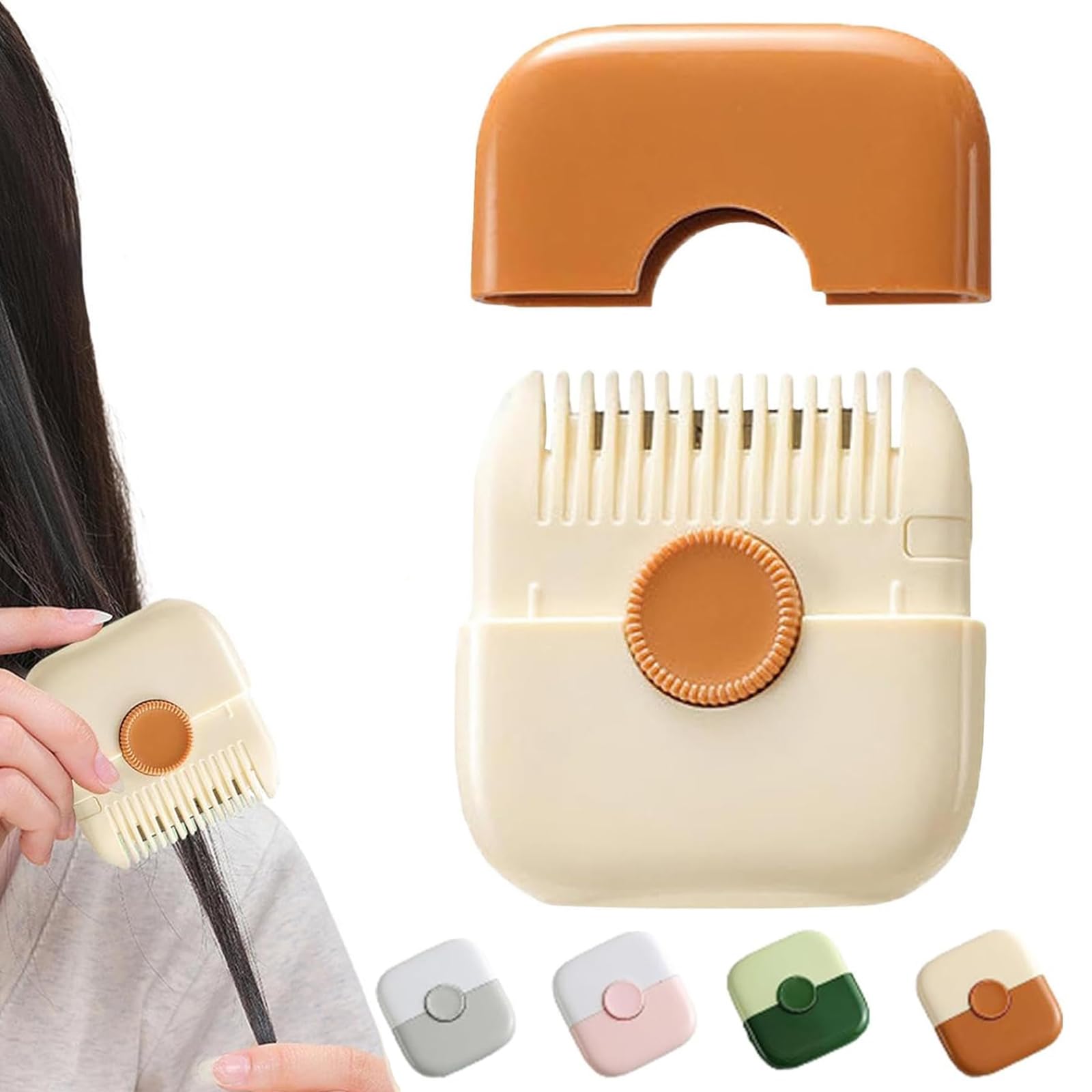 DAZANJA Dual-Side Split Ends Hair Trimmer, 2 in 1 Hair Split End Trimmer, Sided Multifunctional Mini Manual Hair Trimmer Comb for Women, 2 in 1 Bangs Trimmer, Blade Replaceable & Adjustable (Orange)