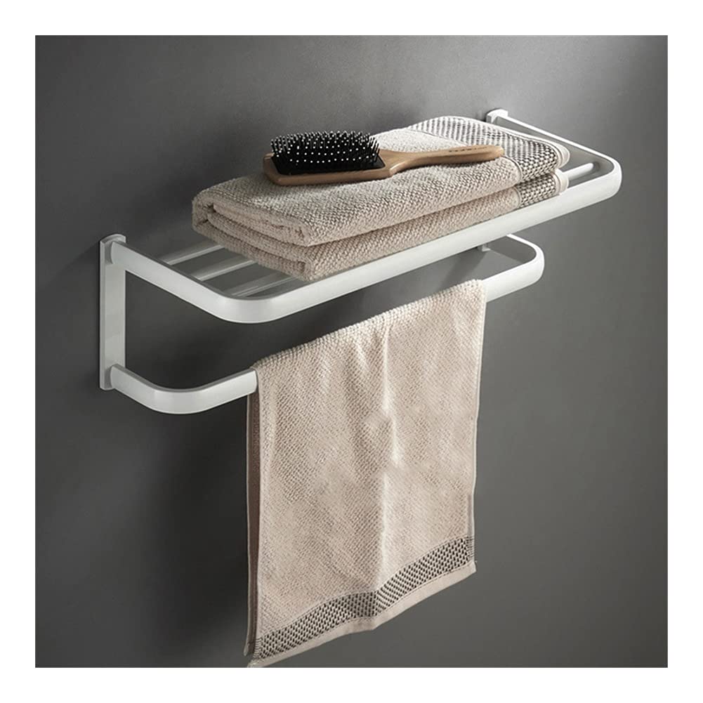 Ortsoon Porte-serviettes Mural Pour Salle De Bain Avec étagère En Bois Et 3 Crochets Métalliques