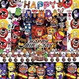 58 Pcs Game Birthday Decorations,Included Banner,Tablecloth,Hanging Swirls,Cake Topper,Cupcake Toppers,Backdrop,Balloon,Game Tableware Set for Boy and Girl Party Decorations