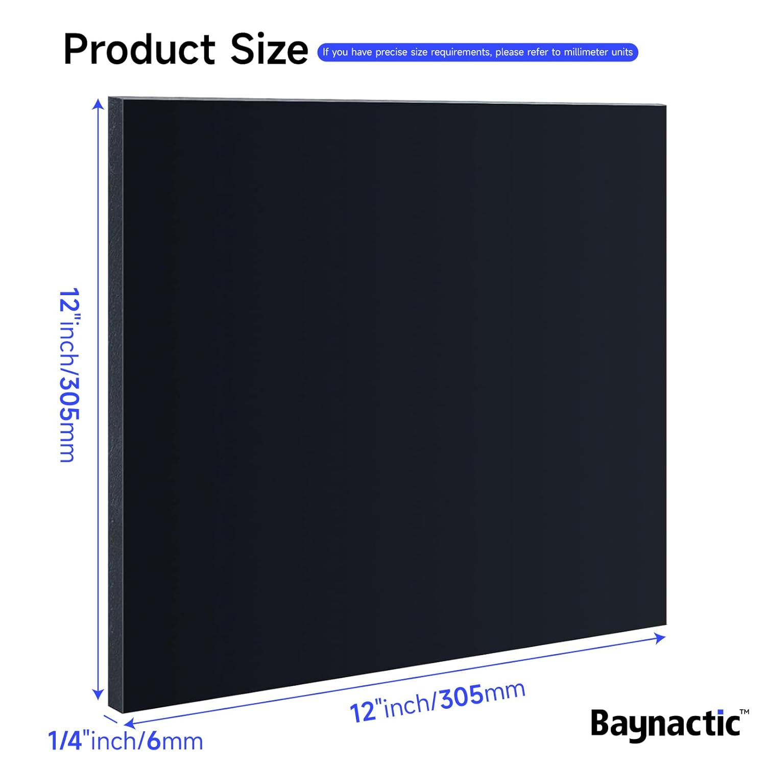 Black Delrin/Acetal Copolymer Plastic Sheet, High-Performance Engineering Plastic for CNC Machining, DIY, and Industrial Applications (Black, 1/4" x 12" x 12")