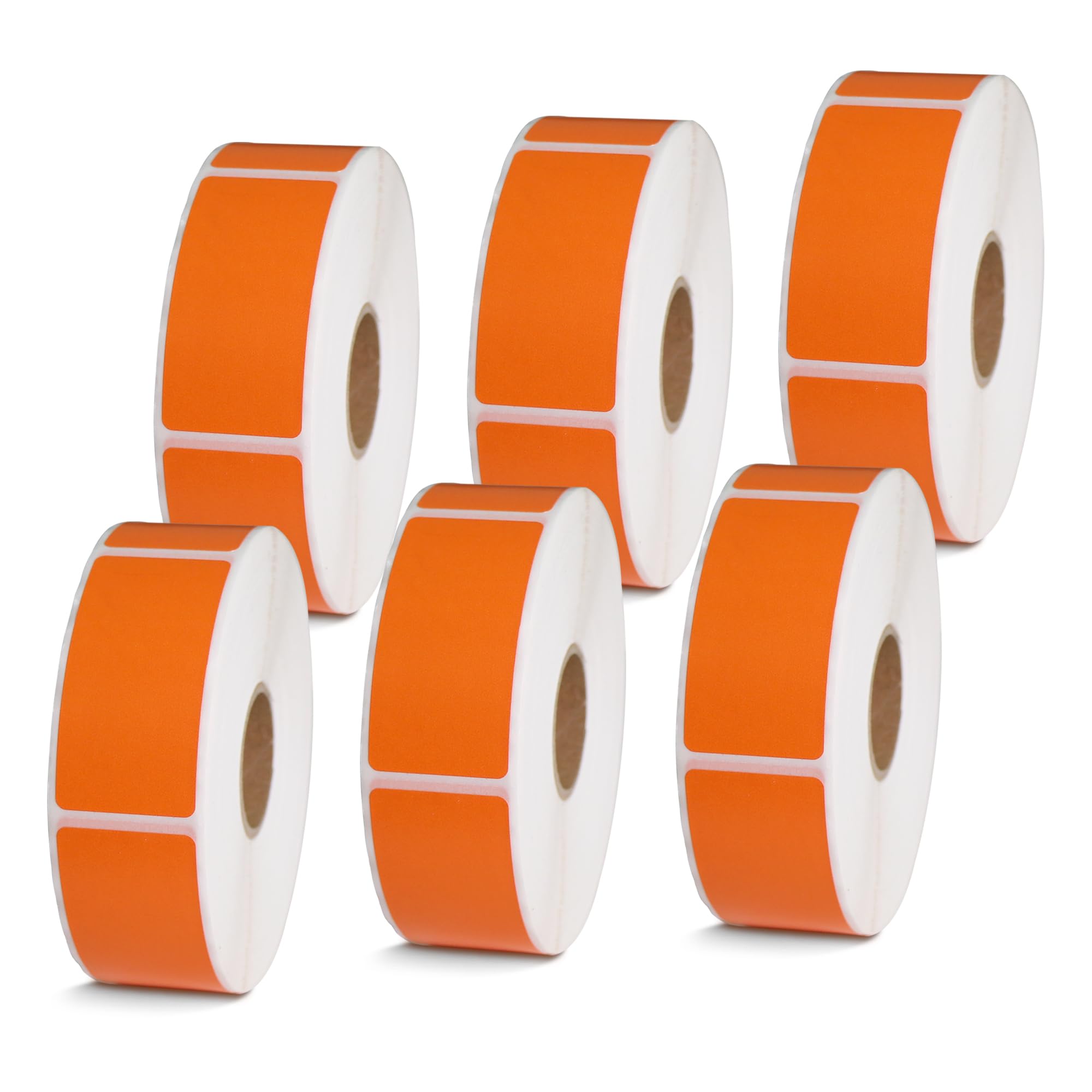BETCKEY - Etichette per codici a barre e indirizzi di Logistica di Amazon da 2,5 x 5,1 cm, compatibili con stampanti Zebra e Rollo, adesivo premium e perforato [arancione, 6 rotoli, 4500 etichette]