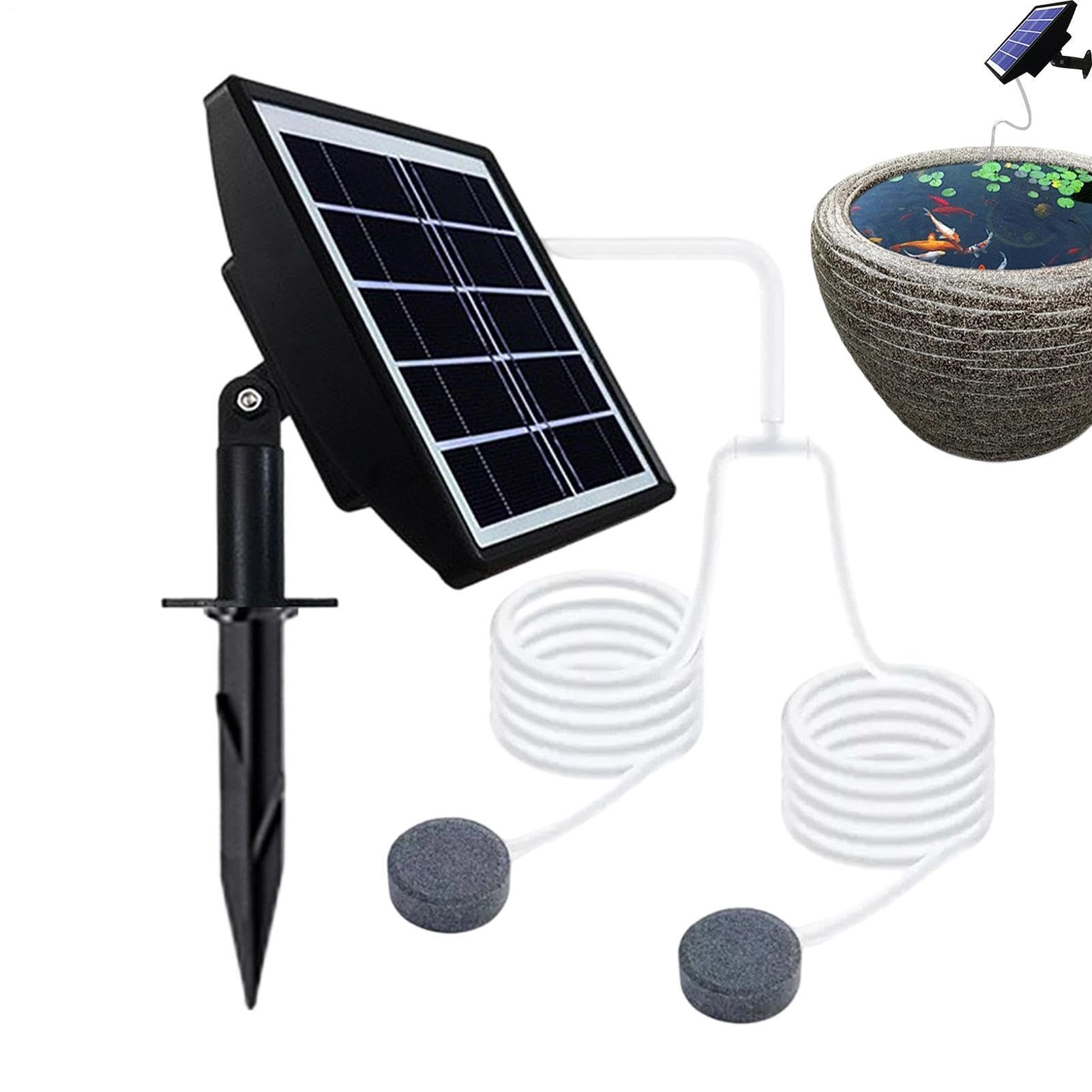 Aeratore Ad Energia Solare Per Laghetto Con Batteria Da 2000 mAh E | Pompa D'Aria Solare Adatto ad acquario, , giardino, cortile e pesca all'aperto