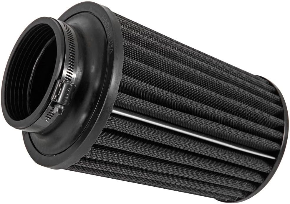 K&N Dryflow Lifetime Universal Clamp-On Air Filter: Dry Synthetic, Washable, Oil-Free: Flange Diameter: 3.5 In, Filter Height: 8.75 In, Flange Length: 1.5 In, Shape: Round Tapered, RU-3105HBK