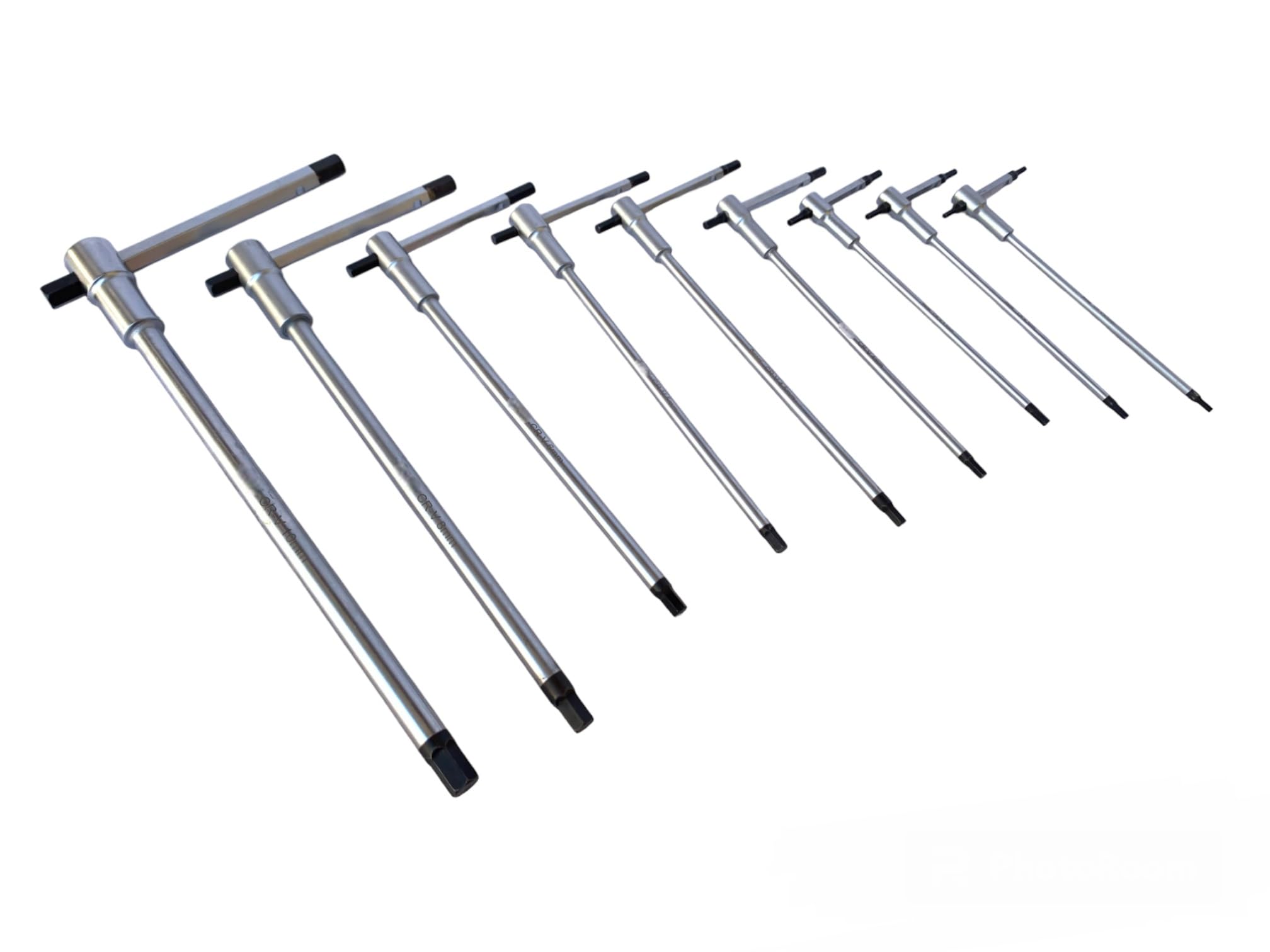 Set di chiavi esagonali a T con aggancio multiplo ed asta scorrevole 9 pezzi 2,5-10mm Cromo Vanadio
