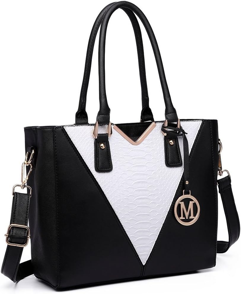 Handbags for Women Look V-Shape Shoulder Handbag Lightweight Medium Tote Bag PU Leather