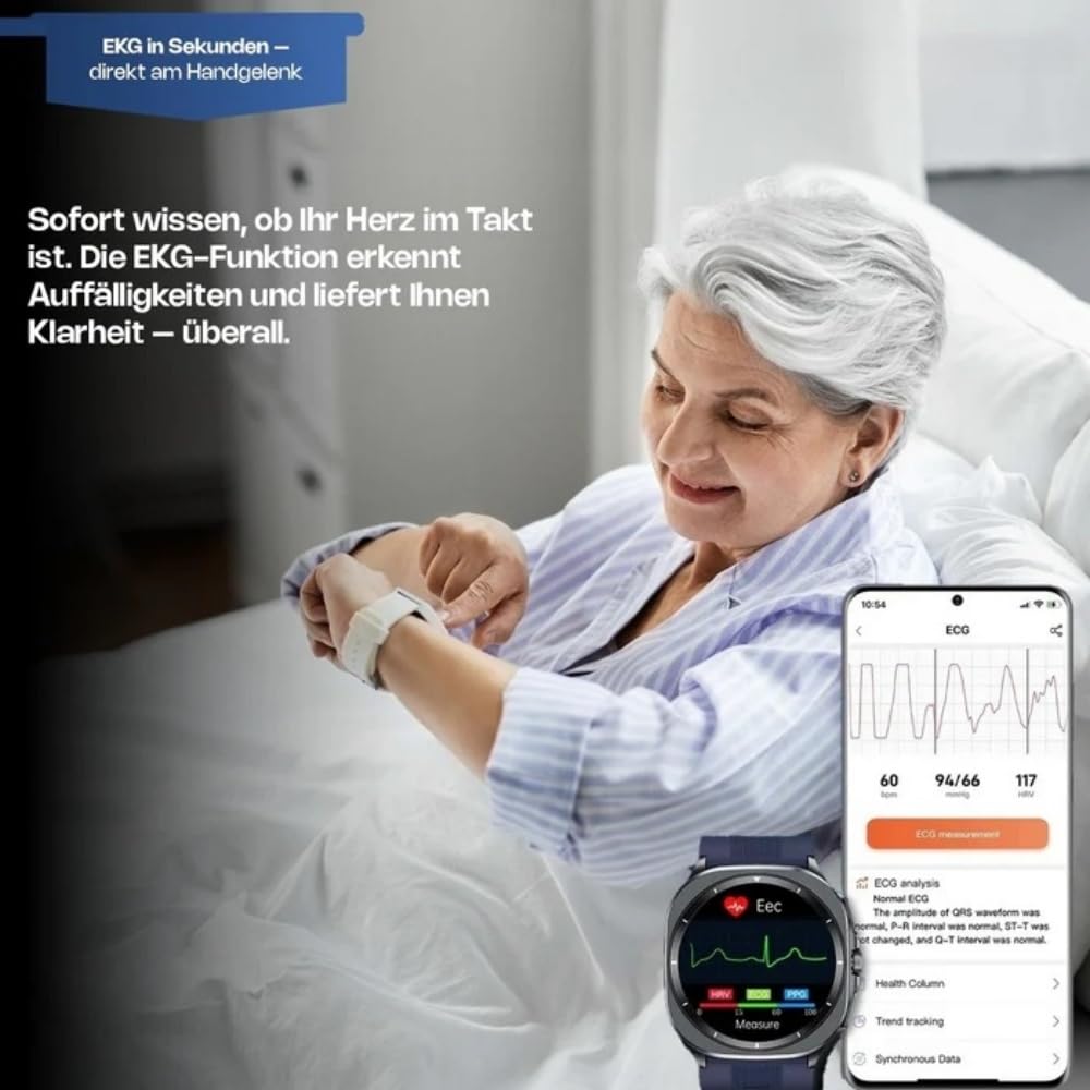 ortholeben OrthoWatch Pro Vita Smartwatch Herren & Frauen 1,43'' -Zoll-Volltouchscreen, 24/7 Schlafüberwachung,Bluetooth-Telefonie,Unterstützt mehrere Sprachen