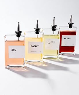 APT 1101 Olive Oil Dispenser for Kitchen, Cooking Oil Dispenser, Oil and Vinegar Dispenser Set, Olive Oil Bottle, Soy sauce dispenser, coffee syrup bottles - 4 pcs, Silver