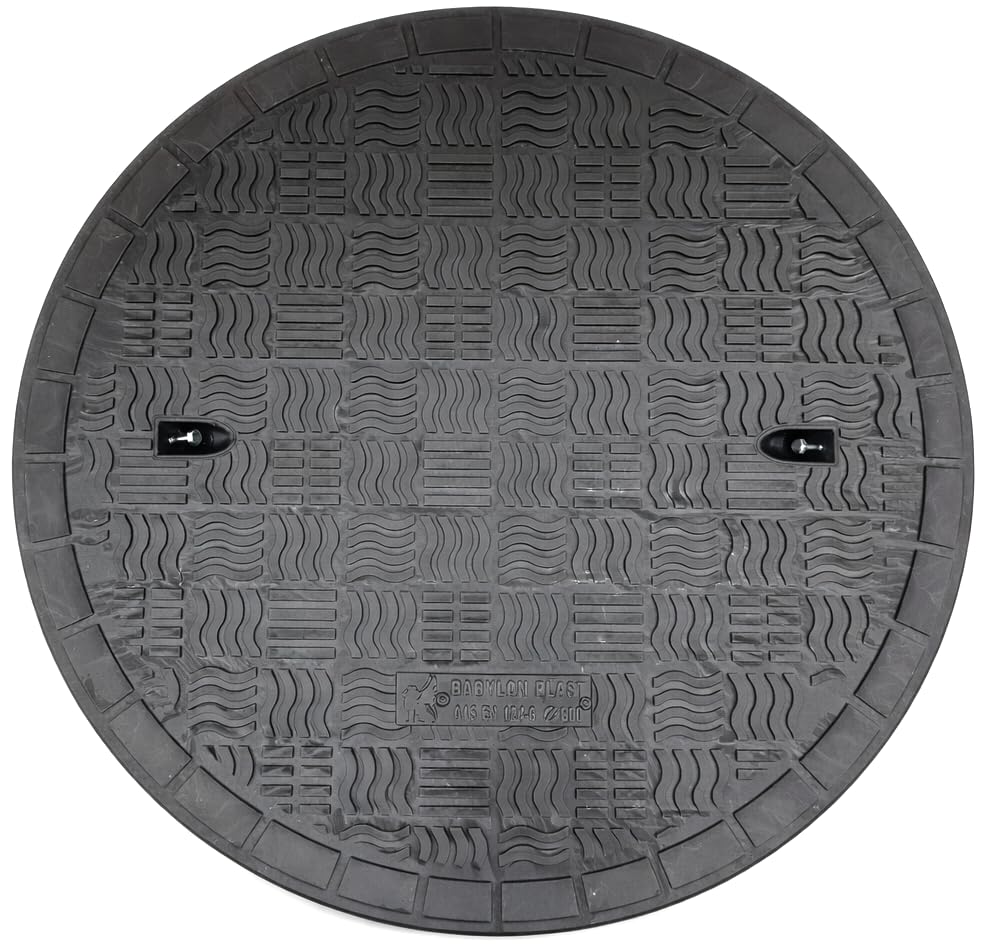 BABYLONPLAST Schachtabdeckung Kunststoff Rund Ø DN600, Abflusssteigrohr Rohr Deckel Zisternendeckel Kl. A15, Belastung bis 1,5 t Abdeckung Gewelltes, Kanaldeckel Schachtdeckel für Wellrohr 600 mm
