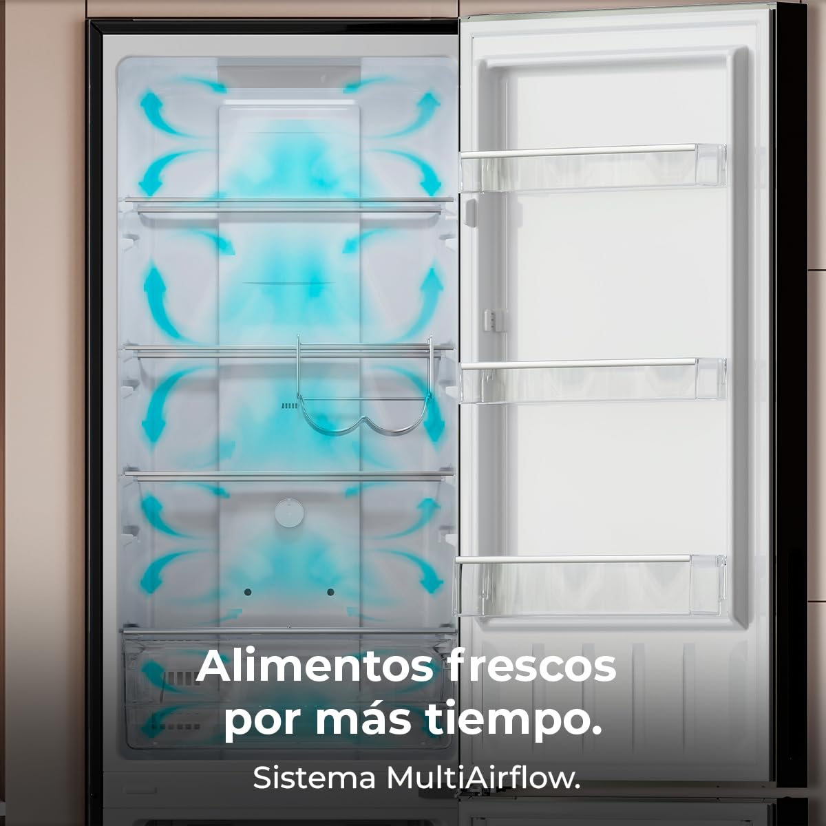 Cecotec Frigorífico Combi Bolero CoolMarket Combi 250 Dark E. Clase Energética E Frigorífico Combi Inox Oscuro 180X55Cm, 250L, No Frost, Multi Air Flow Y Cajón Humidity Box