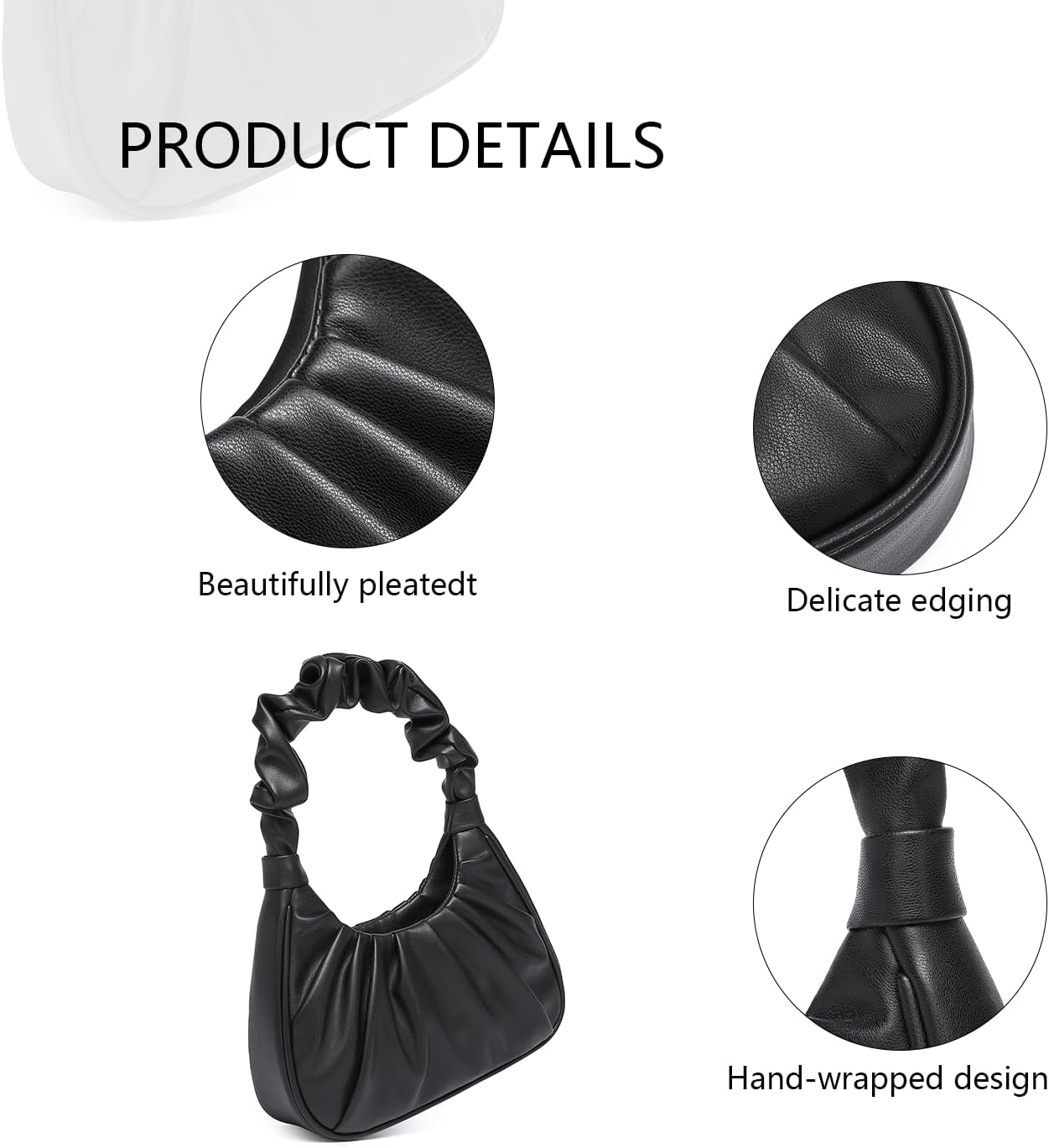 Hobo Handbag for Women - Studded Medium Size PU Leather Purse - Image 3