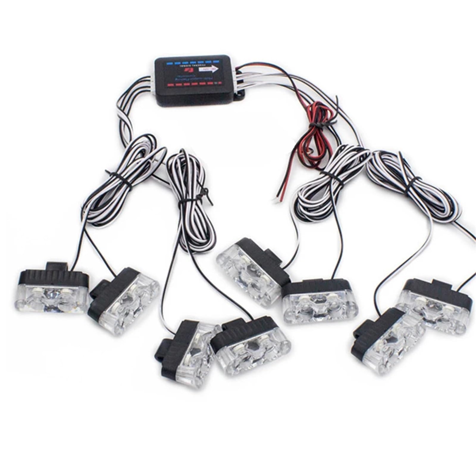 Luces estroboscópicas LED for parrilla de coche, control remoto inalámbrico, luz de advertencia amarilla, señalización de emergencia for vehículos, 12 V(Red and White,2x4 Manual Control)