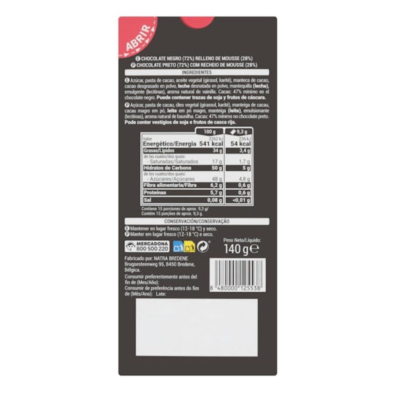 Zartbitterschokolade mit Moussefüllung 12er-Pack